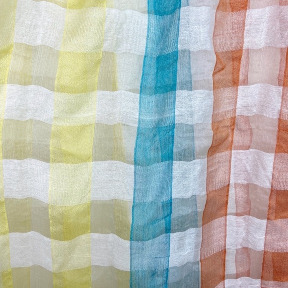 Raw Silk Multicolor Gingham Scarf - Picture 7 of 7